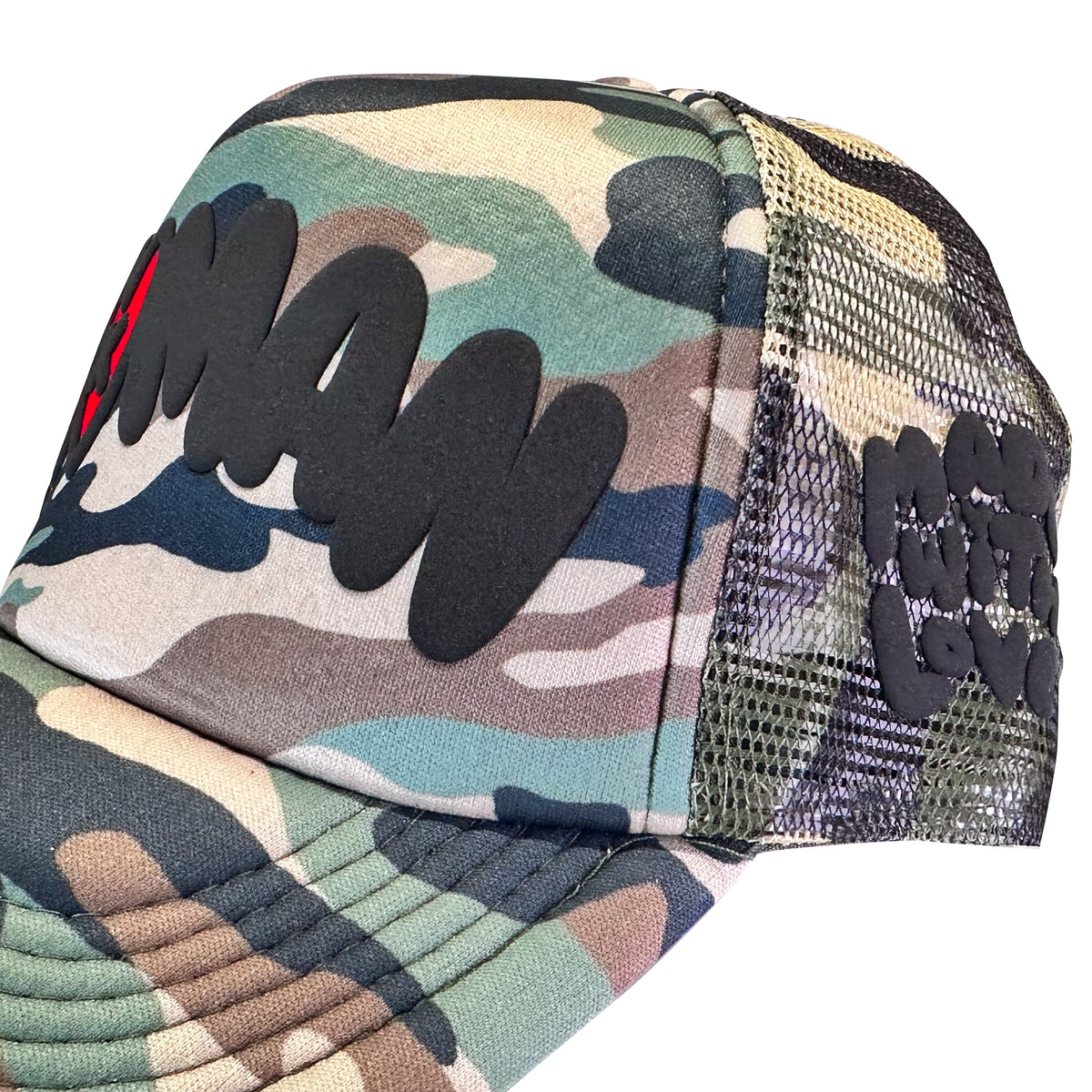 Loveville “HUMAN” Trucker Hat – Camo